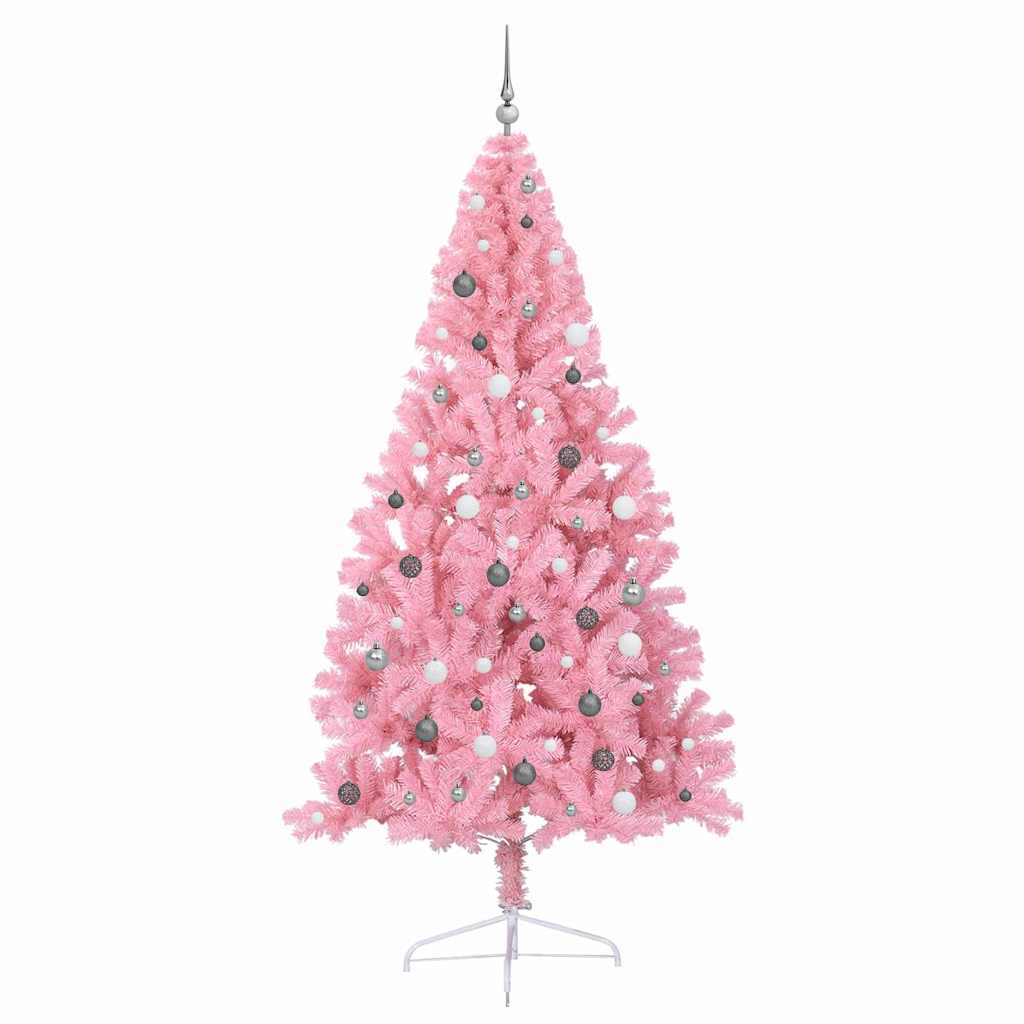 8721288280619_wbg-fr_en_hd_4 vidaXL Artificial Pre-lit Christmas Tree Pink 240 cm PVC - Image 5