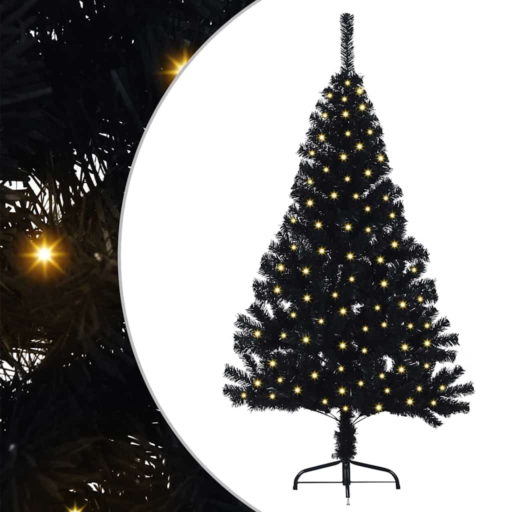 8721288280848_wbg-an-m_en_hd_1 vidaXL Artificial Pre-lit Christmas Tree Black 150 cm PVC - Image 2