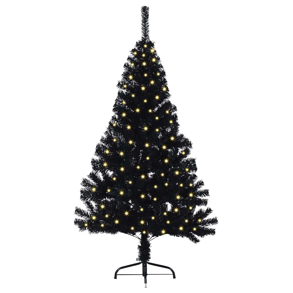 8721288280848_wbg-fr_en_hd_2 vidaXL Artificial Pre-lit Christmas Tree Black 150 cm PVC - Image 3