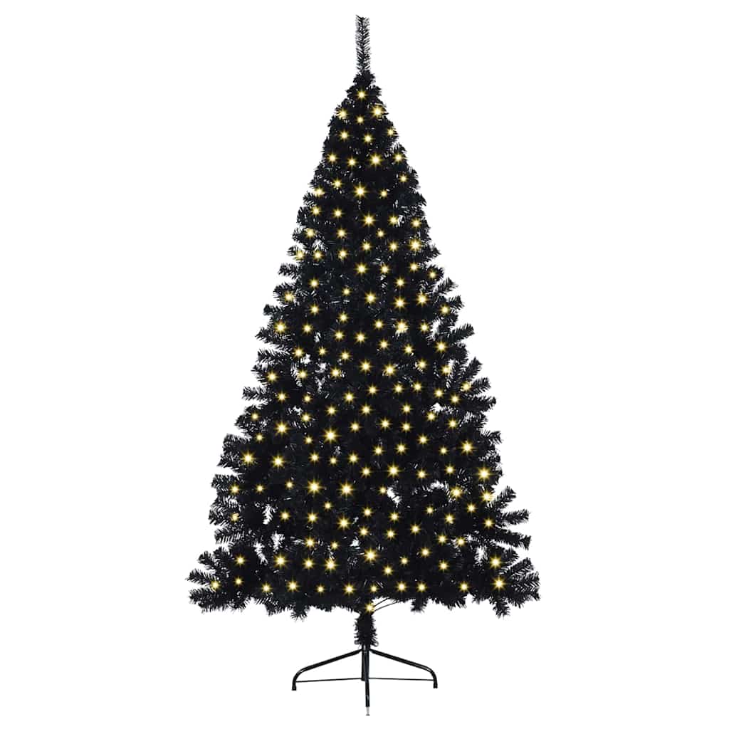 8721288281104_wbg-fr_en_hd_2 vidaXL Artificial Pre-lit Christmas Tree Black 210 cm PVC - Image 3
