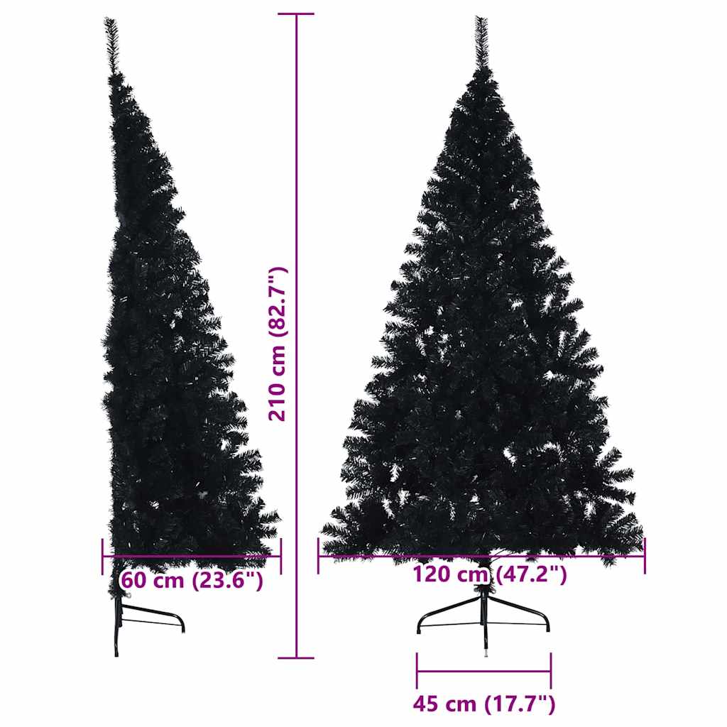 8721288281104_wbg-siz_en_hd_1 vidaXL Artificial Pre-lit Christmas Tree Black 210 cm PVC - Image 13