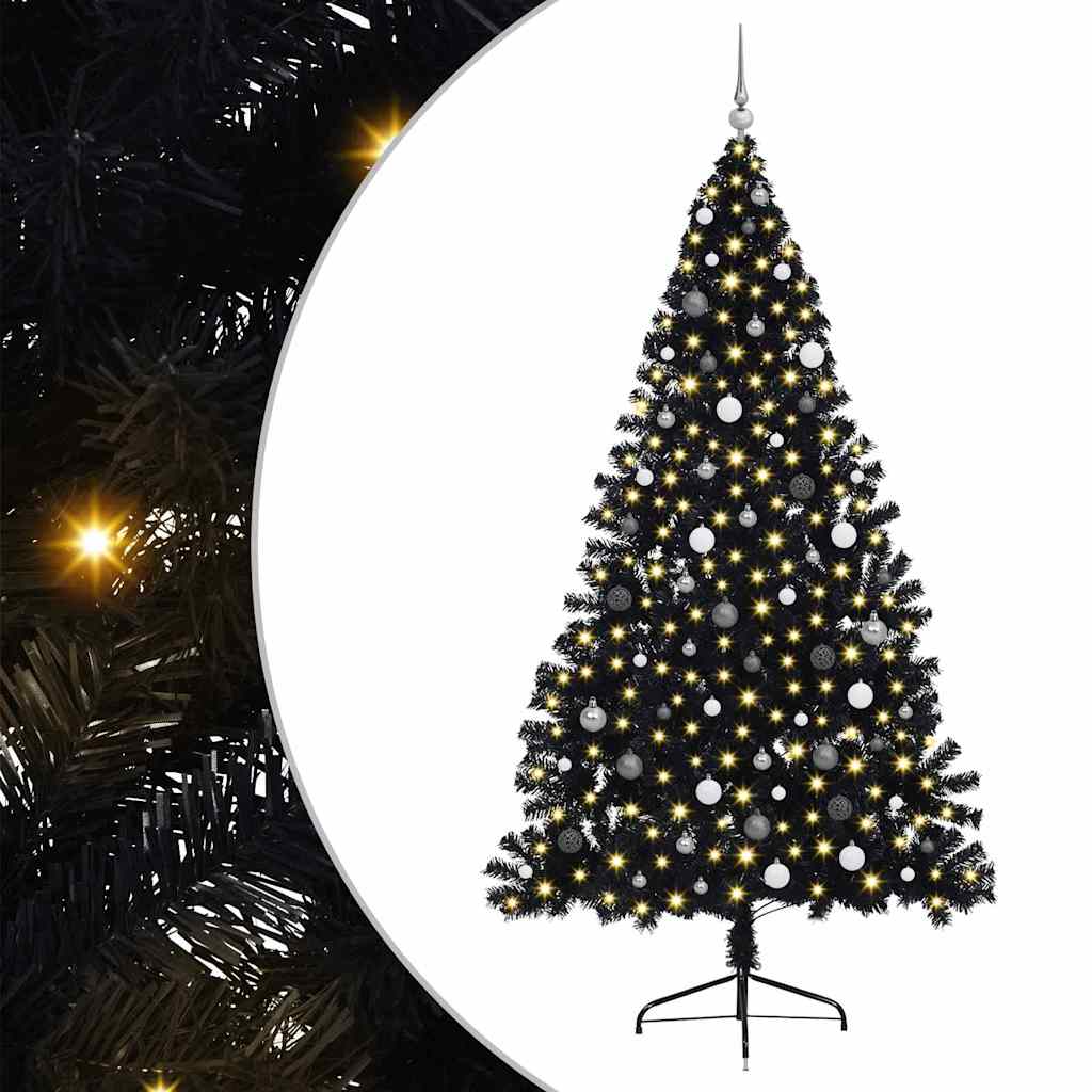 8721288281265_wbg-an-m_en_hd_1 vidaXL Artificial Pre-lit Christmas Tree Black 240 cm PET - Image 2