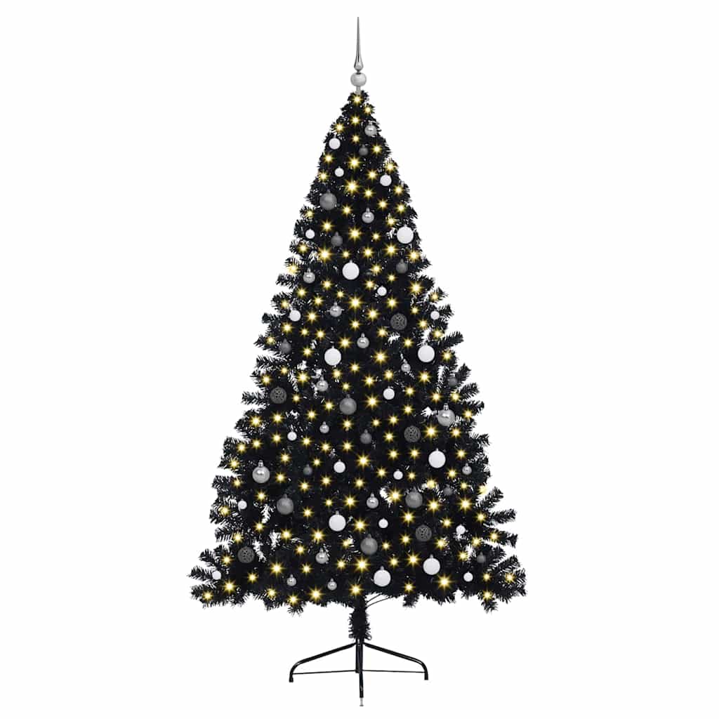 8721288281265_wbg-fr_en_hd_2 vidaXL Artificial Pre-lit Christmas Tree Black 240 cm PET - Image 3