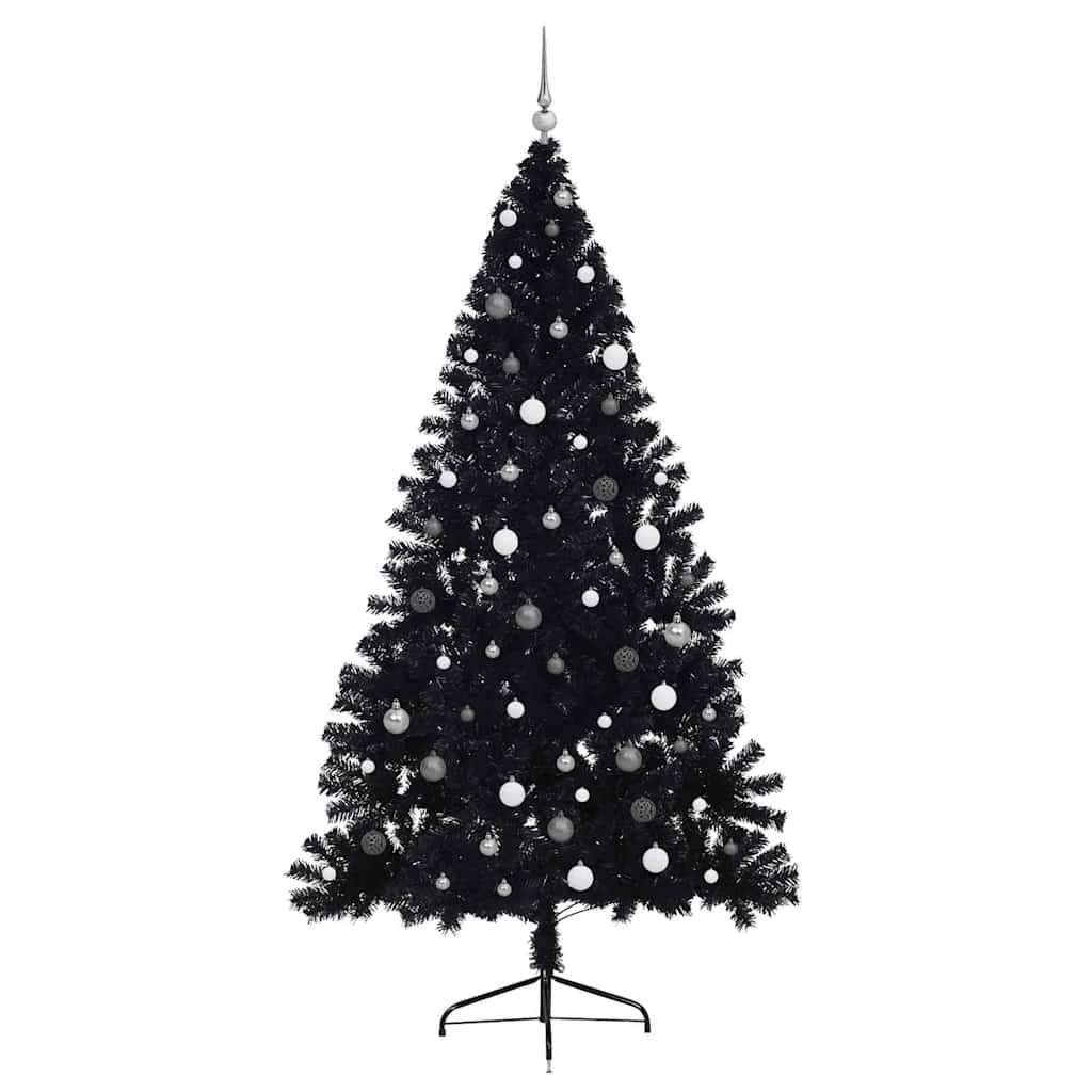 8721288281265_wbg-fr_en_hd_4 vidaXL Artificial Pre-lit Christmas Tree Black 240 cm PET - Image 5