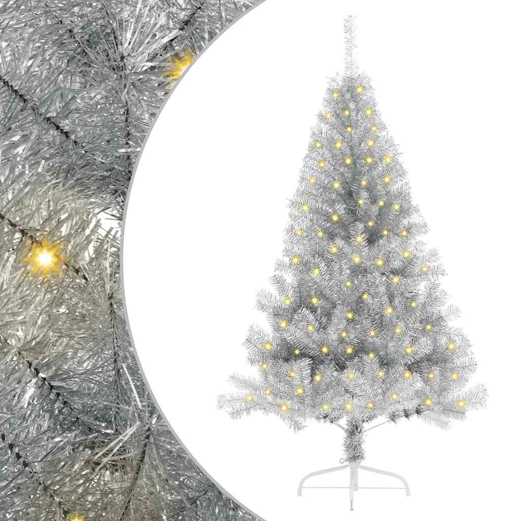 8721288281494_wbg-an-m_en_hd_1 vidaXL Artificial Pre-lit Christmas Tree Silver 150 cm PET - Image 2
