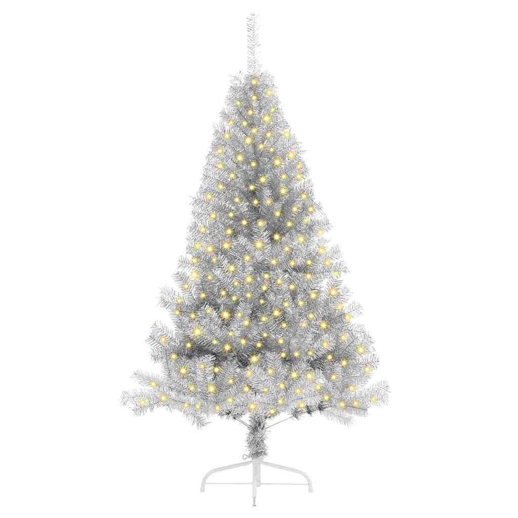 8721288281623_wbg-fr_en_hd_2 vidaXL Artificial Pre-lit Christmas Tree Silver 180 cm PET - Image 3