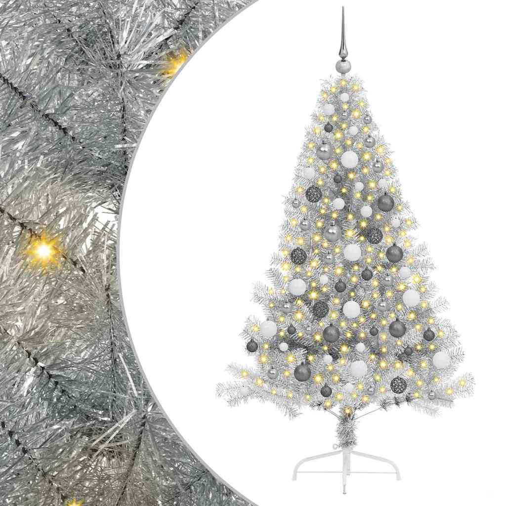 8721288281654_wbg-an-m_en_hd_1 vidaXL Artificial Pre-lit Christmas Tree Silver 180 cm PET - Image 2