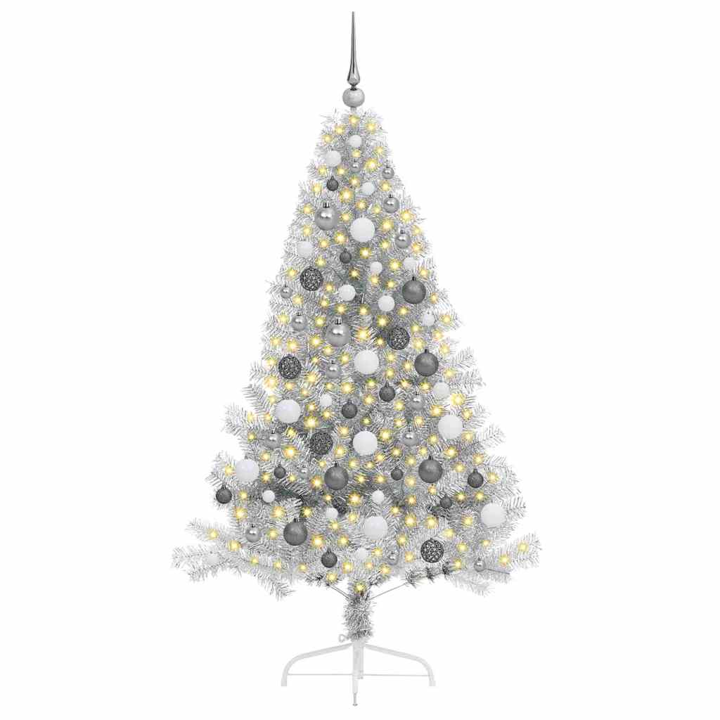8721288281654_wbg-fr_en_hd_2 vidaXL Artificial Pre-lit Christmas Tree Silver 180 cm PET - Image 3