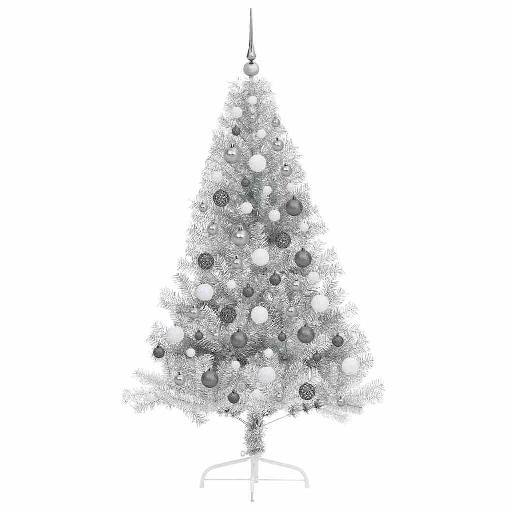 8721288281654_wbg-fr_en_hd_4 vidaXL Artificial Pre-lit Christmas Tree Silver 180 cm PET - Image 5