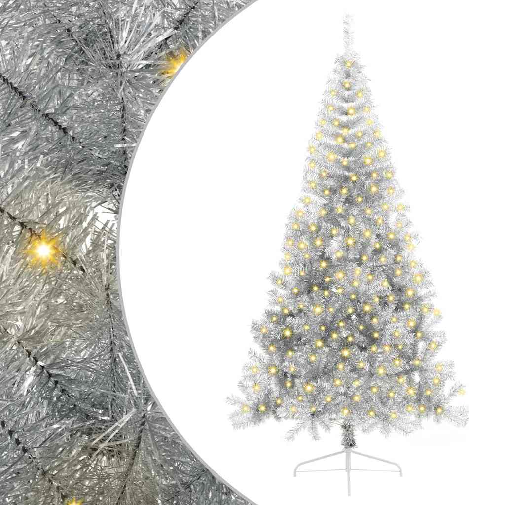 8721288281753_wbg-an-m_en_hd_1 vidaXL Artificial Pre-lit Christmas Tree Silver 210 cm PET - Image 2