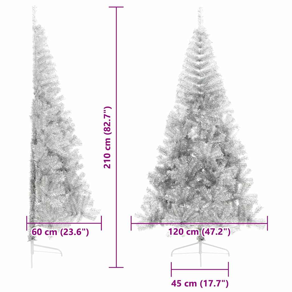 8721288281753_wbg-siz_en_hd_1 vidaXL Artificial Pre-lit Christmas Tree Silver 210 cm PET - Image 13