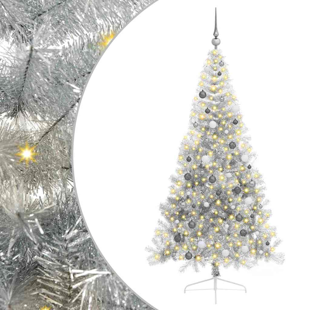 8721288281784_wbg-an-m_en_hd_1 vidaXL Artificial Pre-lit Christmas Tree Silver 210 cm PET - Image 2