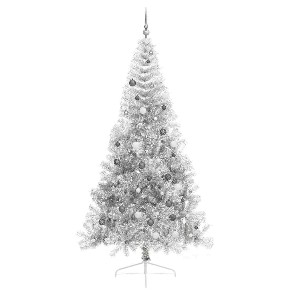8721288281913_wbg-fr_en_hd_4 vidaXL Artificial Pre-lit Christmas Tree Silver 240 cm PET - Image 5