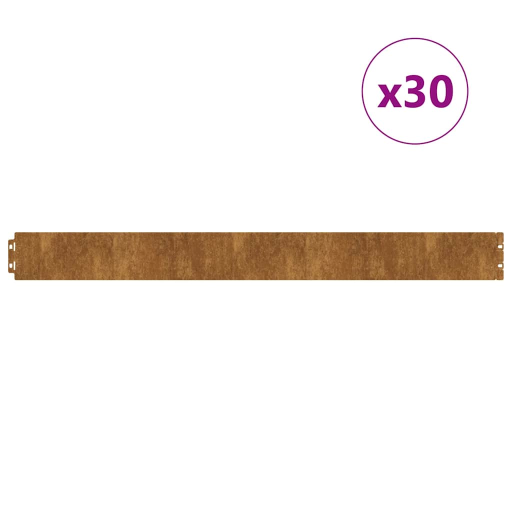 8721288288790_wbg-wa_en_hd_1 vidaXL Lawn Edgings 30 pcs Rusty 103 x 20 cm Weathering steel - Image 3