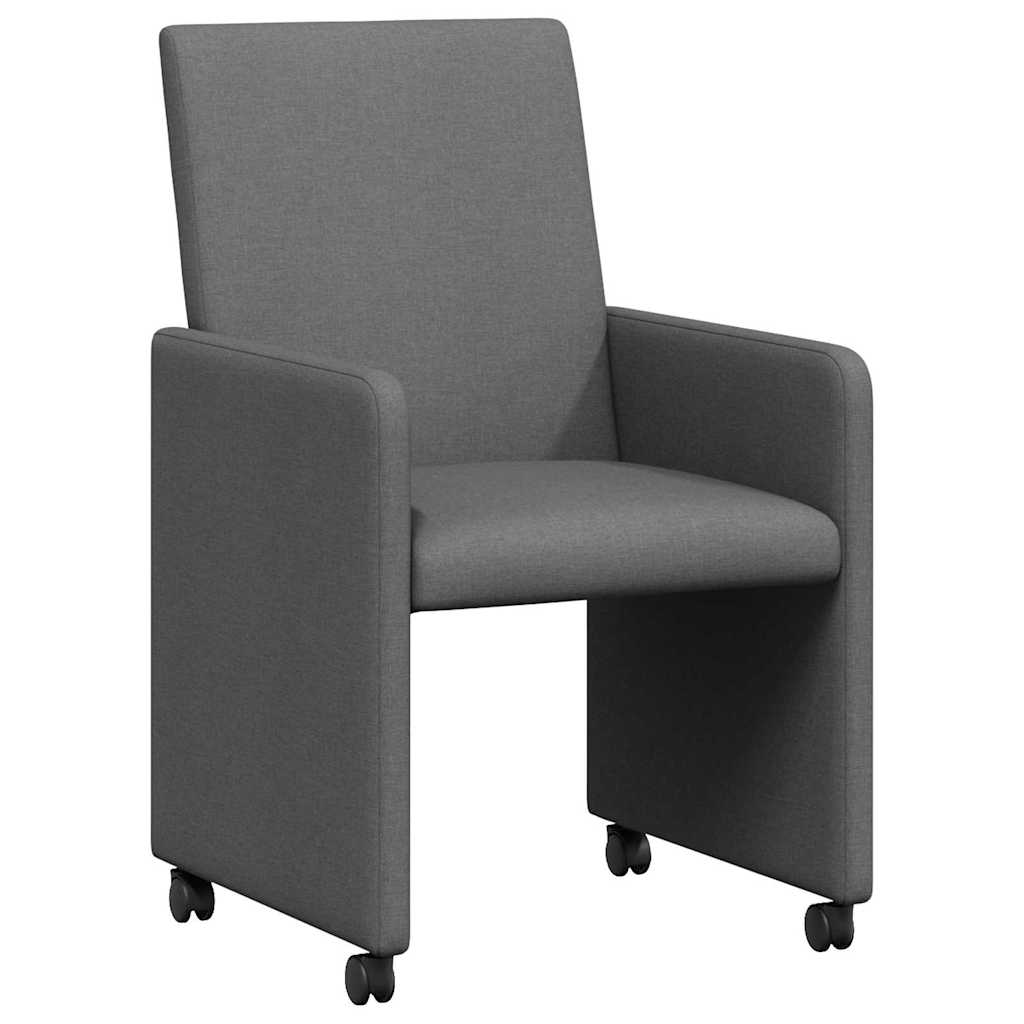 8721288289131_wbg-an-m_en_hd_1 vidaXL Dining Chairs with Wheel 2 pcs Dark grey 57 x 66 x 94 cm Fabric - Image 2