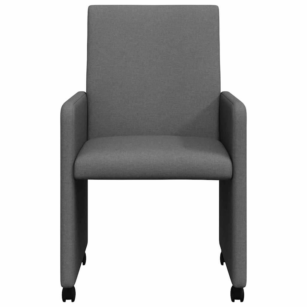 8721288289131_wbg-fr_en_hd_3 vidaXL Dining Chairs with Wheel 2 pcs Dark grey 57 x 66 x 94 cm Fabric - Image 4