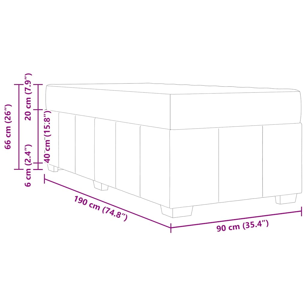 8721288293503_wbg-siz_en_hd_1 vidaXL Bed Frame with Mattress Black 90 x 190 cm Fabric - Image 13