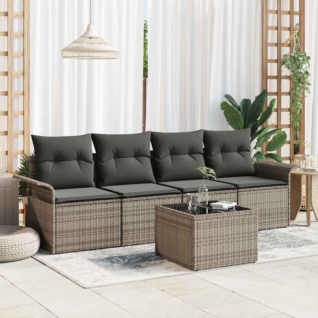 8721288341693_mo-im_en_hd_1 vidaXL Garden Sofa Set with Cushion Manual 5 pcs Grey 55 x 55 x 37 cm - Image 1