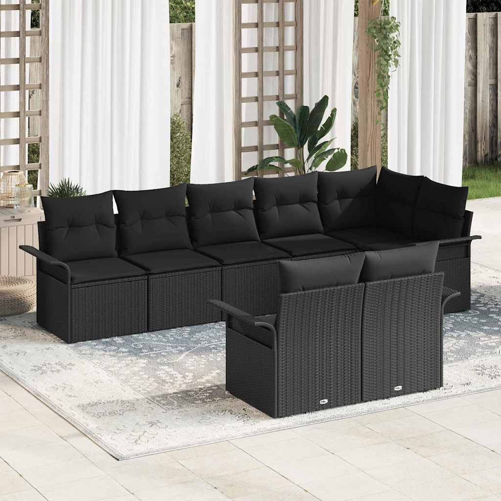 8721288343536_mo-im_en_hd_1 vidaXL Garden Sofa Set with Cushion 8 pcs Black Poly rattan - Image 1