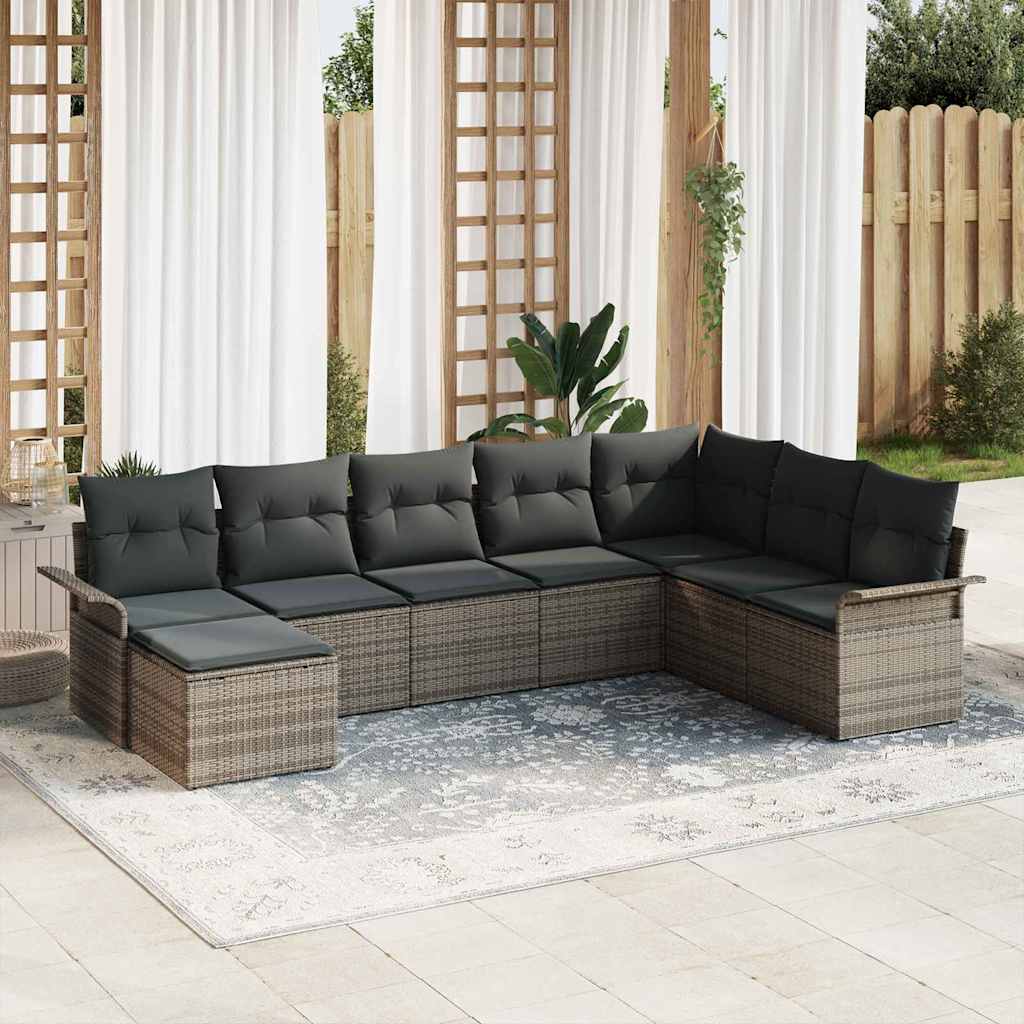 8721288344199_mo-im_en_hd_1 vidaXL Garden Sofa Set with Cushion 8 pcs Grey Poly rattan - Image 1