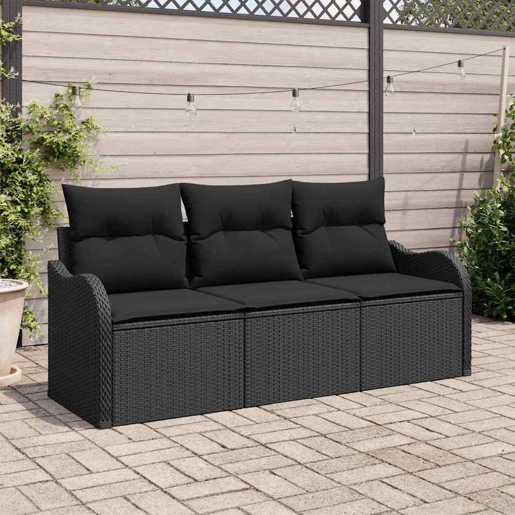 8721288345035_mo-im_en_hd_1 vidaXL Garden Sofa Set with Cushion 3 pcs Black Poly rattan - Image 1