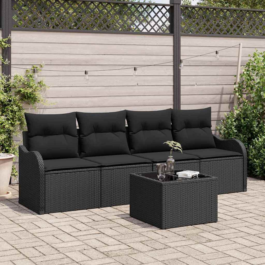 8721288345134_mo-im_en_hd_1 vidaXL Garden Sofa Set with Cushion Manual 5 pcs Black 55 x 55 x 37 cm - Image 1