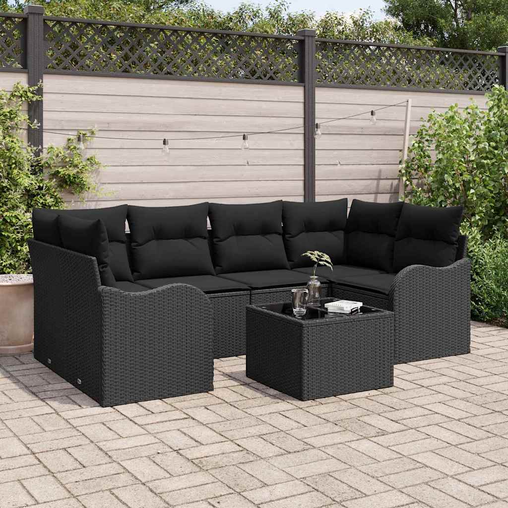 8721288345431_mo-im_en_hd_1 vidaXL Garden Sofa Set with Cushion Manual 7 pcs Black 55 x 55 x 37 cm - Image 1