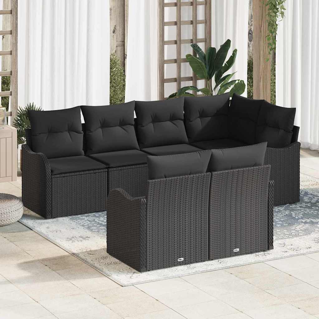 8721288346834_mo-im_en_hd_1 vidaXL Garden Sofa Set with Cushion 7 pcs Black Poly rattan - Image 1