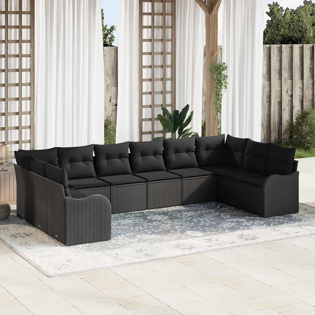 8721288348234_mo-im_en_hd_1 vidaXL Garden Sofa Set with Cushion 10 pcs Black Poly rattan - Image 1