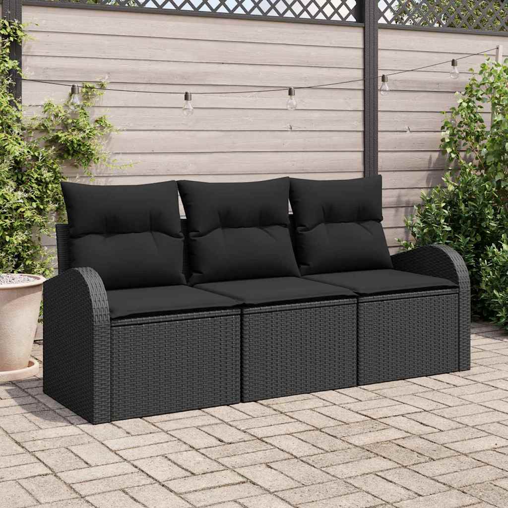 8721288348432_mo-im_en_hd_1 vidaXL Garden Sofa Set with Cushion 3 pcs Black Poly rattan - Image 1
