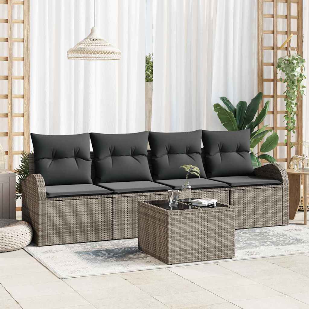 8721288348494_mo-im_en_hd_1 vidaXL Garden Sofa Set with Cushion Manual 5 pcs Grey 55 x 55 x 37 cm - Image 1