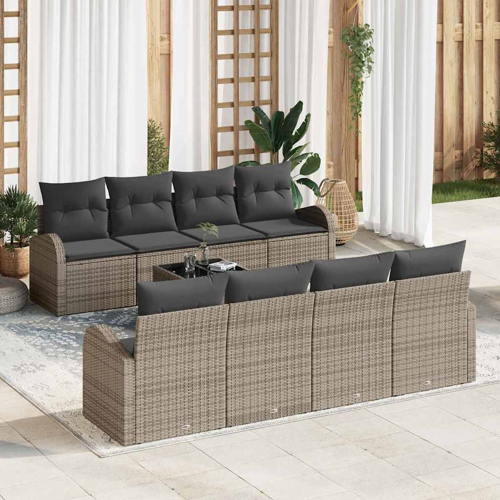 8721288349095_mo-im_en_hd_1 vidaXL Garden Sofa Set with Cushion Manual 9 pcs Grey 55 x 55 x 37 cm - Image 1