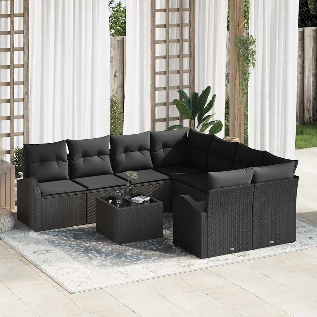 8721288349231_mo-im_en_hd_1 vidaXL Garden Sofa Set with Cushion Manual 9 pcs Black 55 x 55 x 37 cm - Image 1