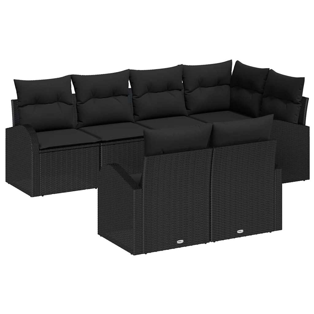 8721288350237_wbg-an-m_en_hd_3 vidaXL Garden Sofa Set with Cushion 7 pcs Black Poly rattan - Image 1