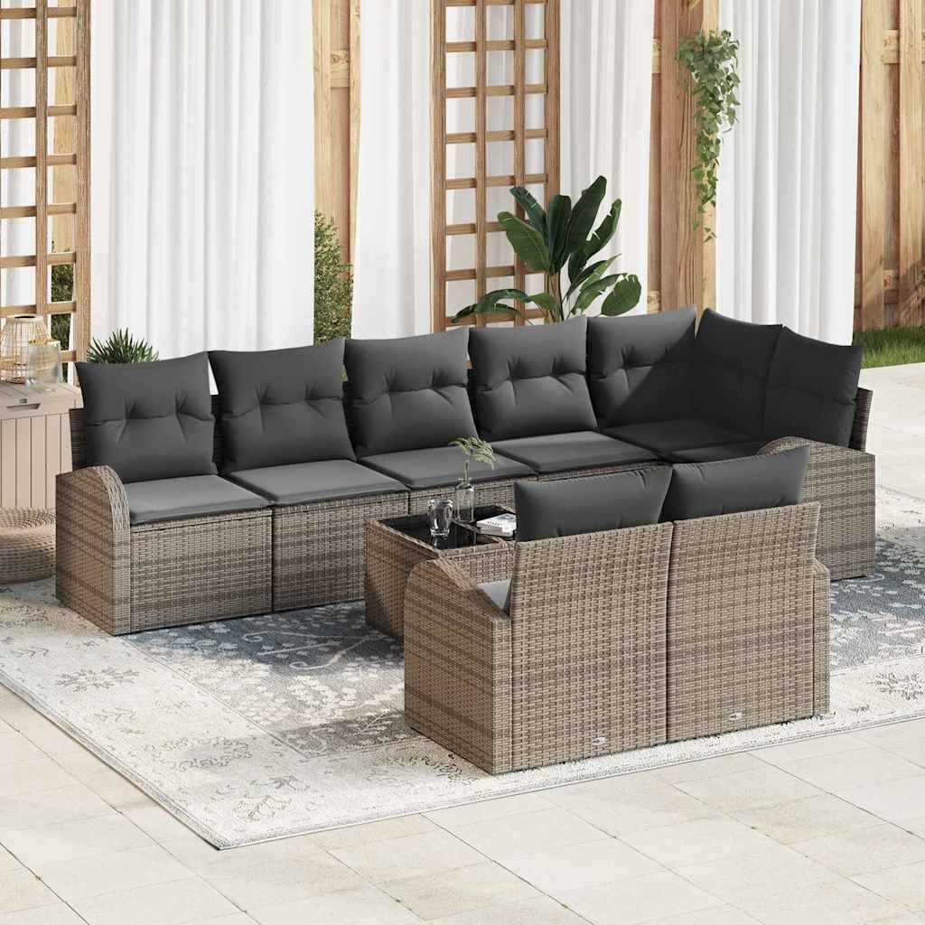 8721288350398_mo-im_en_hd_1 vidaXL Garden Sofa Set with Cushion 9 pcs Grey Poly rattan - Image 1