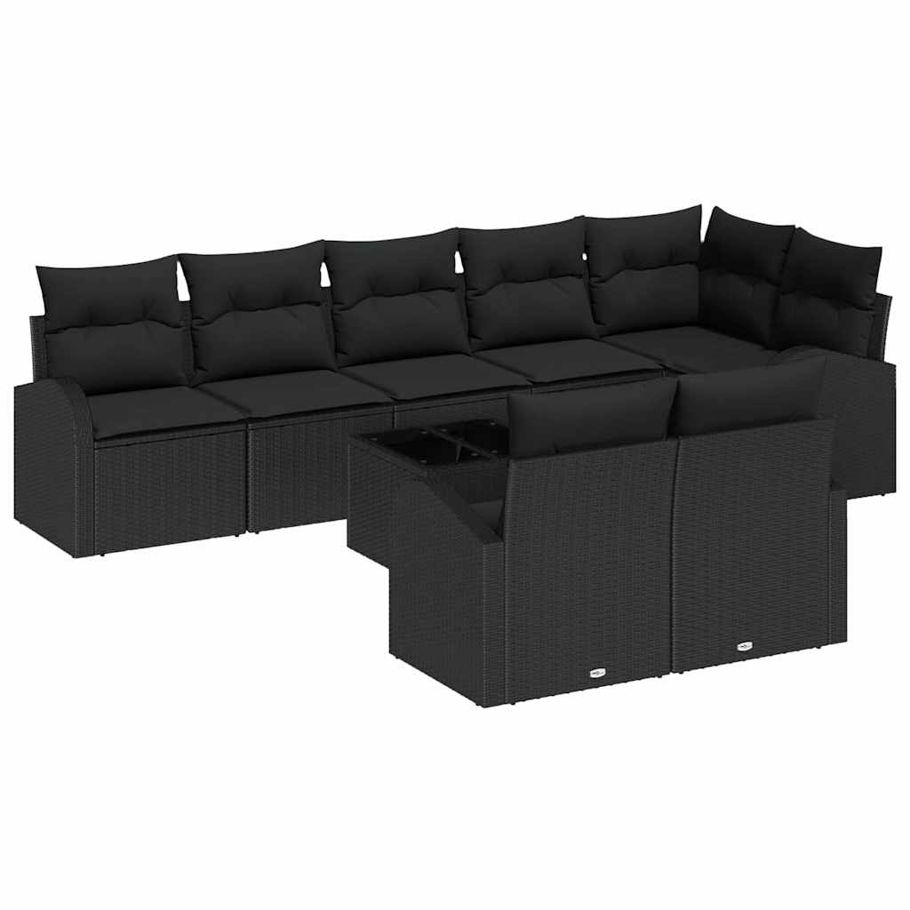 8721288350435_wbg-an-m_en_hd_5 vidaXL Garden Sofa Set with Cushion 9 pcs Black Poly rattan - Image 1