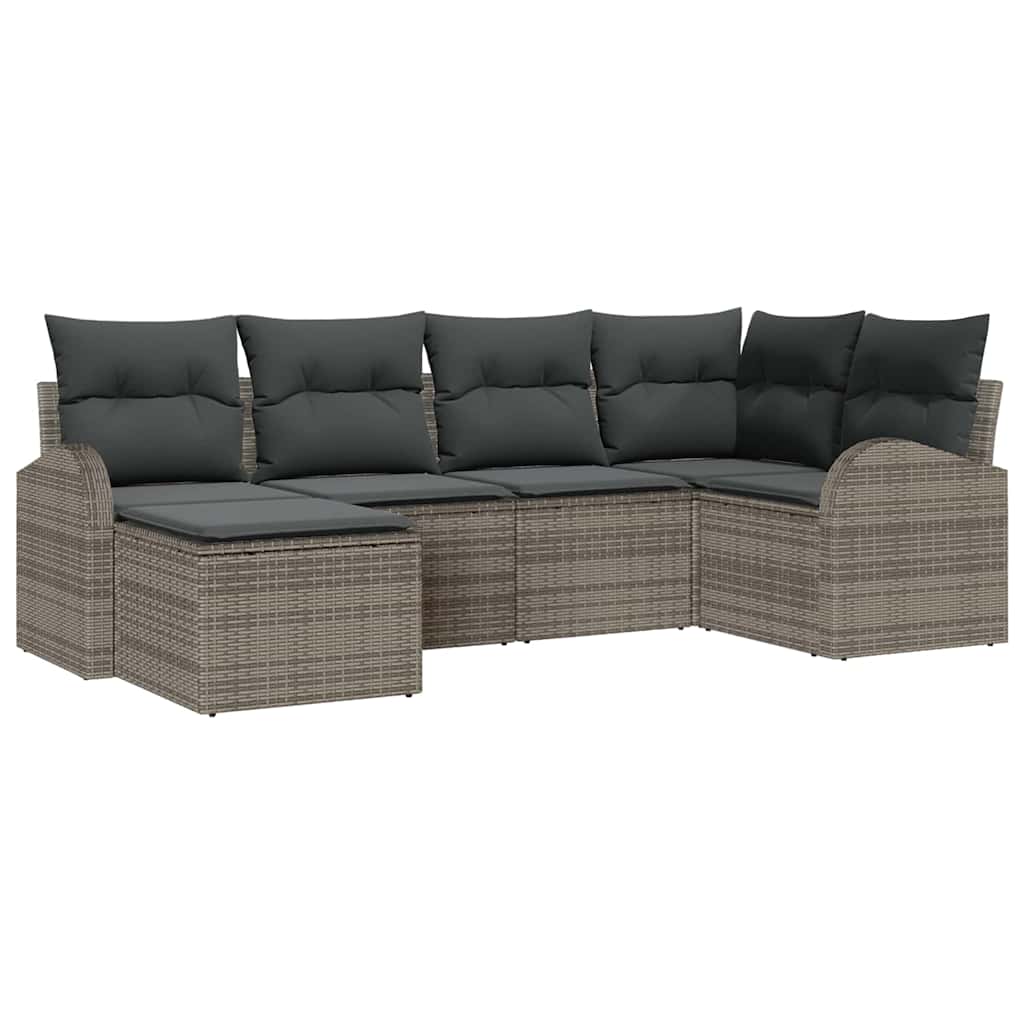 8721288350497_wbg-an-m_en_hd_5 vidaXL Garden Sofa Set with Cushion 6 pcs Grey Poly rattan - Image 1