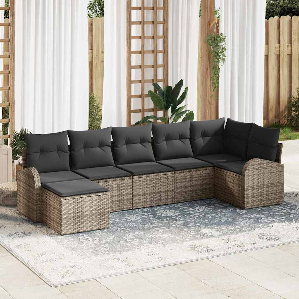 8721288350695_mo-im_en_hd_1 vidaXL Garden Sofa Set 7 pcs Grey Poly rattan - Image 1