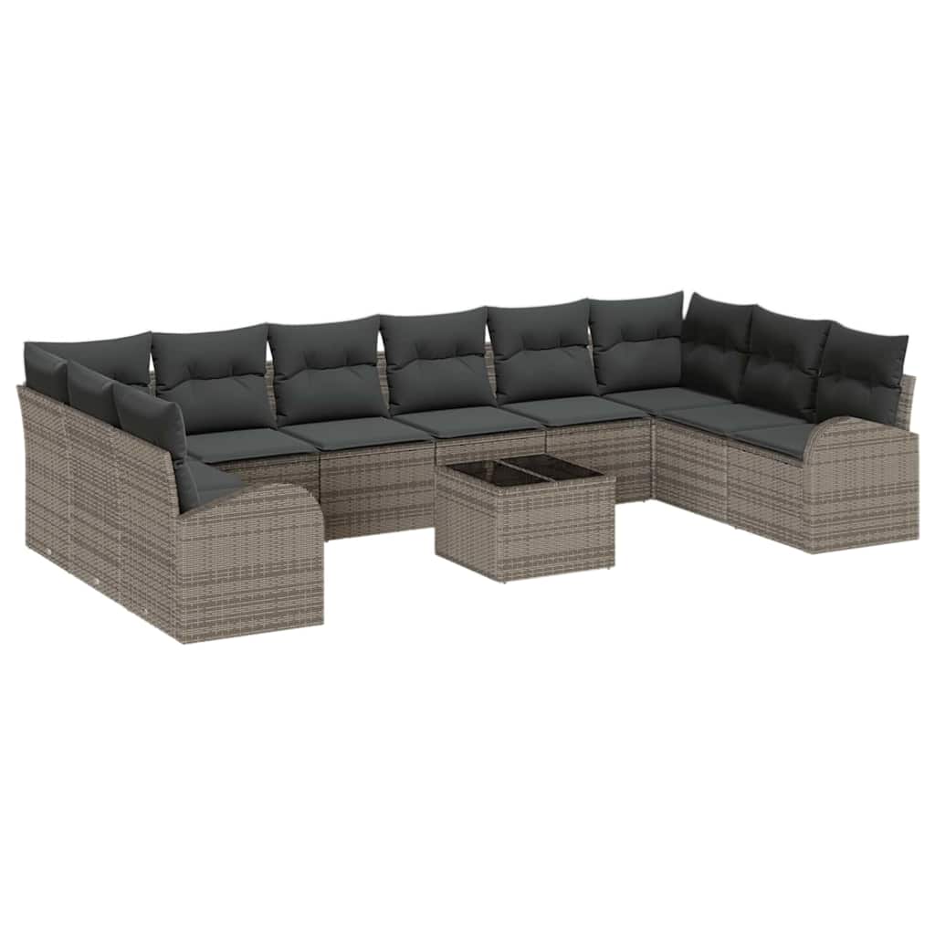 8721288351692_wbg-an-m_en_hd_5 vidaXL Garden Sofa Set with Cushion with Storage 11 pcs Light Grey - Image 2
