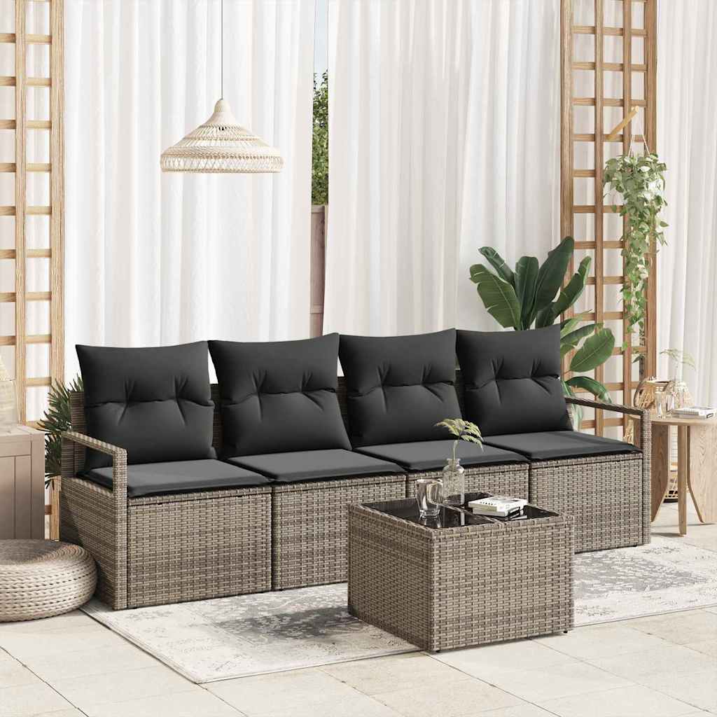 vidaXL Garden Sofa Set with Cushion Manual 5 pcs Grey 55 x 55 x 37 cm