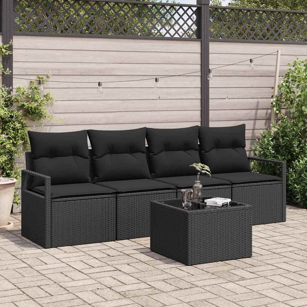vidaXL Garden Sofa Set with Cushion Manual 5 pcs Black 55 x 55 x 37 cm