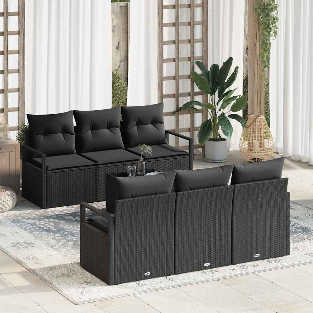 vidaXL Garden Sofa Set with Cushion Manual 7 pcs Black 55 x 55 x 37 cm