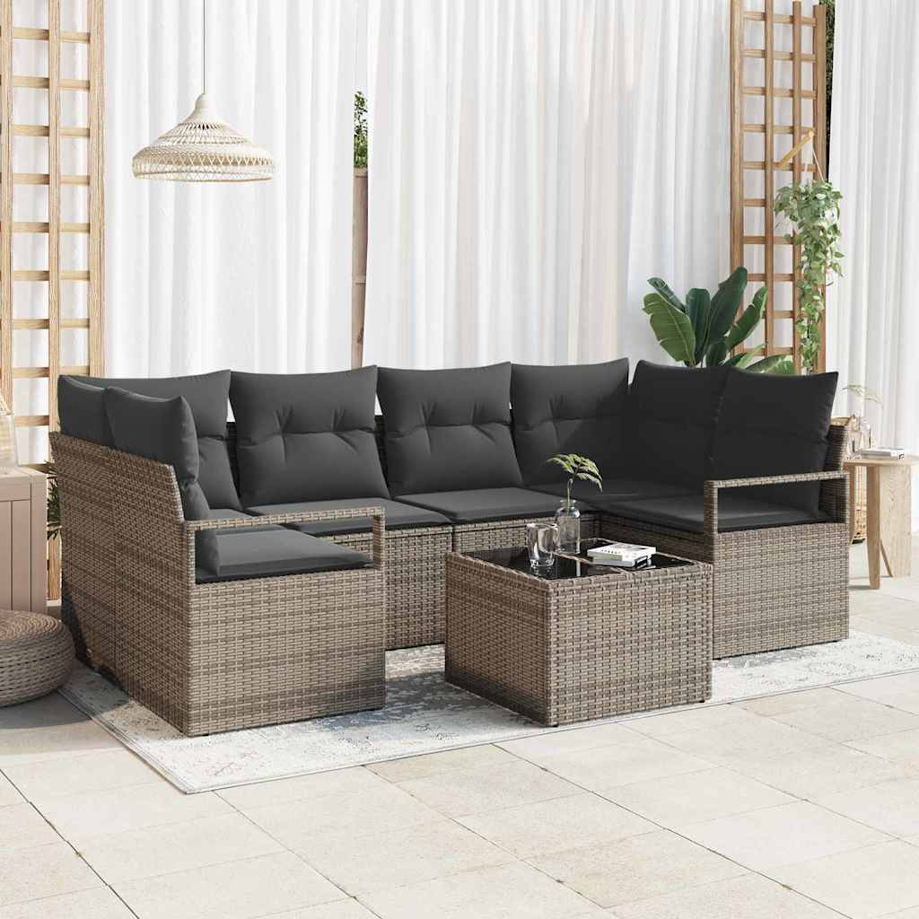 8721288352194_mo-im_en_hd_1 vidaXL Garden Sofa Set with Cushion Manual 7 pcs Grey 55 x 55 x 37 cm - Image 1
