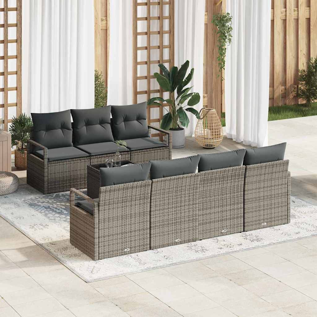 vidaXL Garden Sofa Set with Cushion Manual 8 pcs Grey 55 x 55 x 37 cm