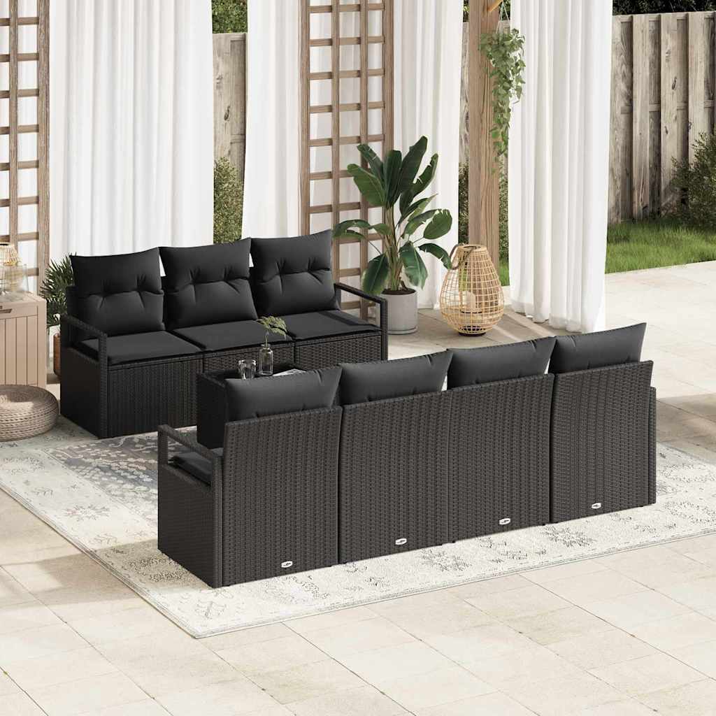 vidaXL Garden Sofa Set with Cushion Manual 8 pcs Black 55 x 55 x 37 cm