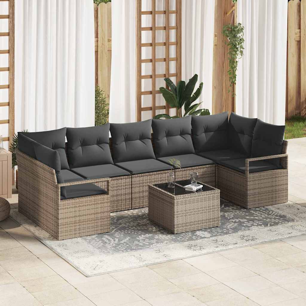vidaXL Garden Sofa Set with Cushion Manual 8 pcs Grey 55 x 55 x 37 cm