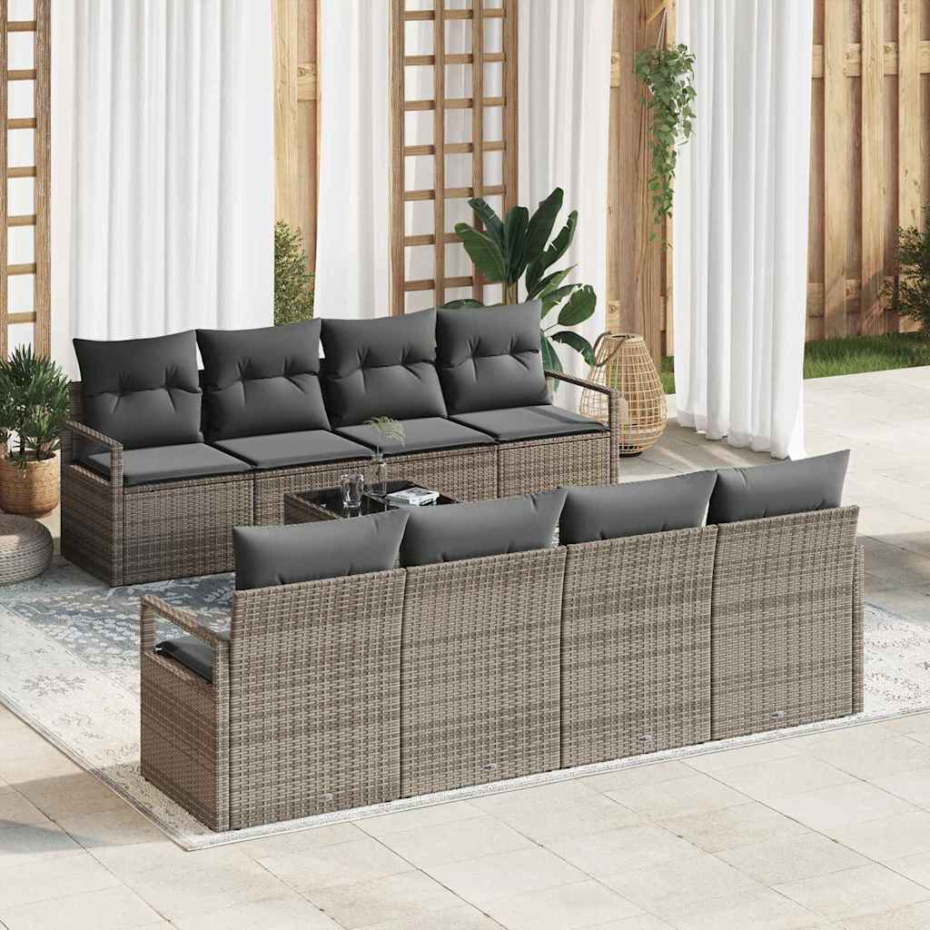 vidaXL Garden Sofa Set with Cushion Manual 9 pcs Grey 55 x 55 x 37 cm