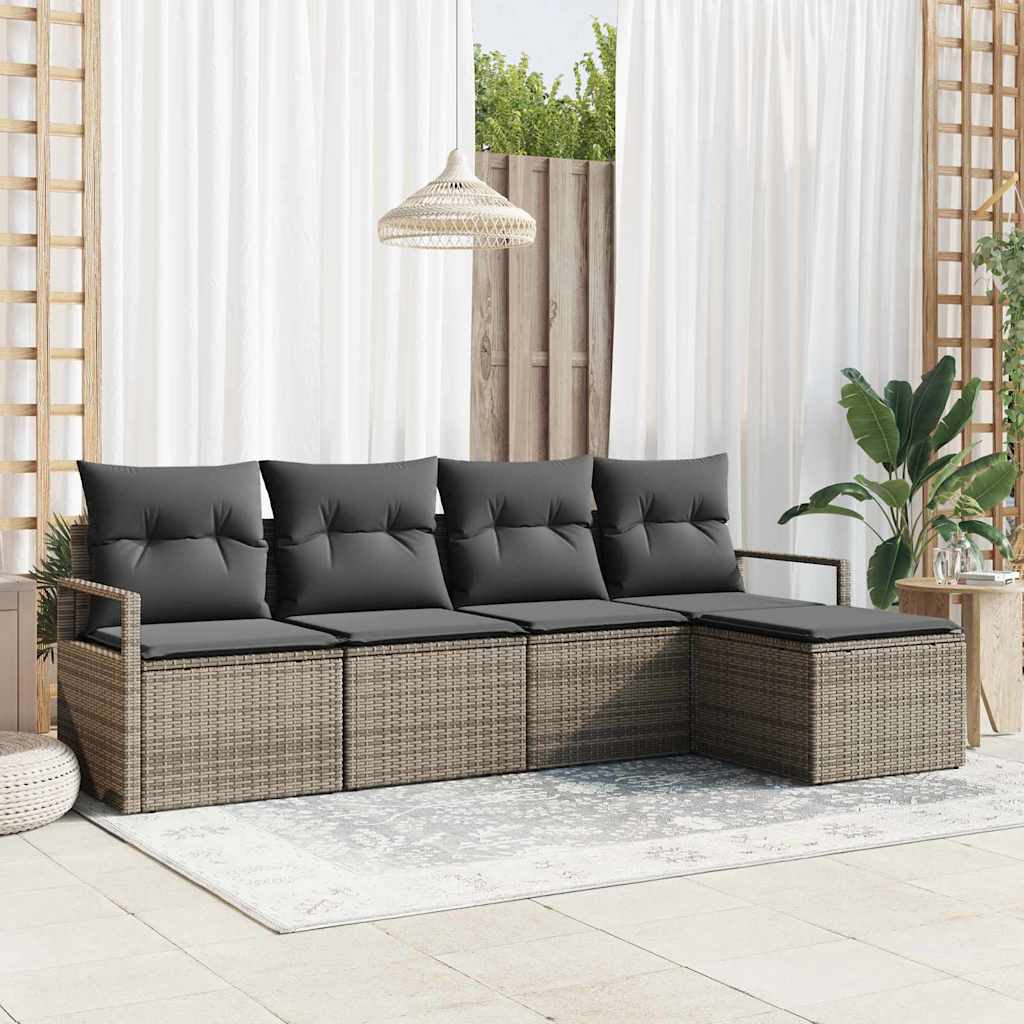 vidaXL Garden Sofa Set 5 pcs Grey Poly Rattan and Powder-Coated Steel