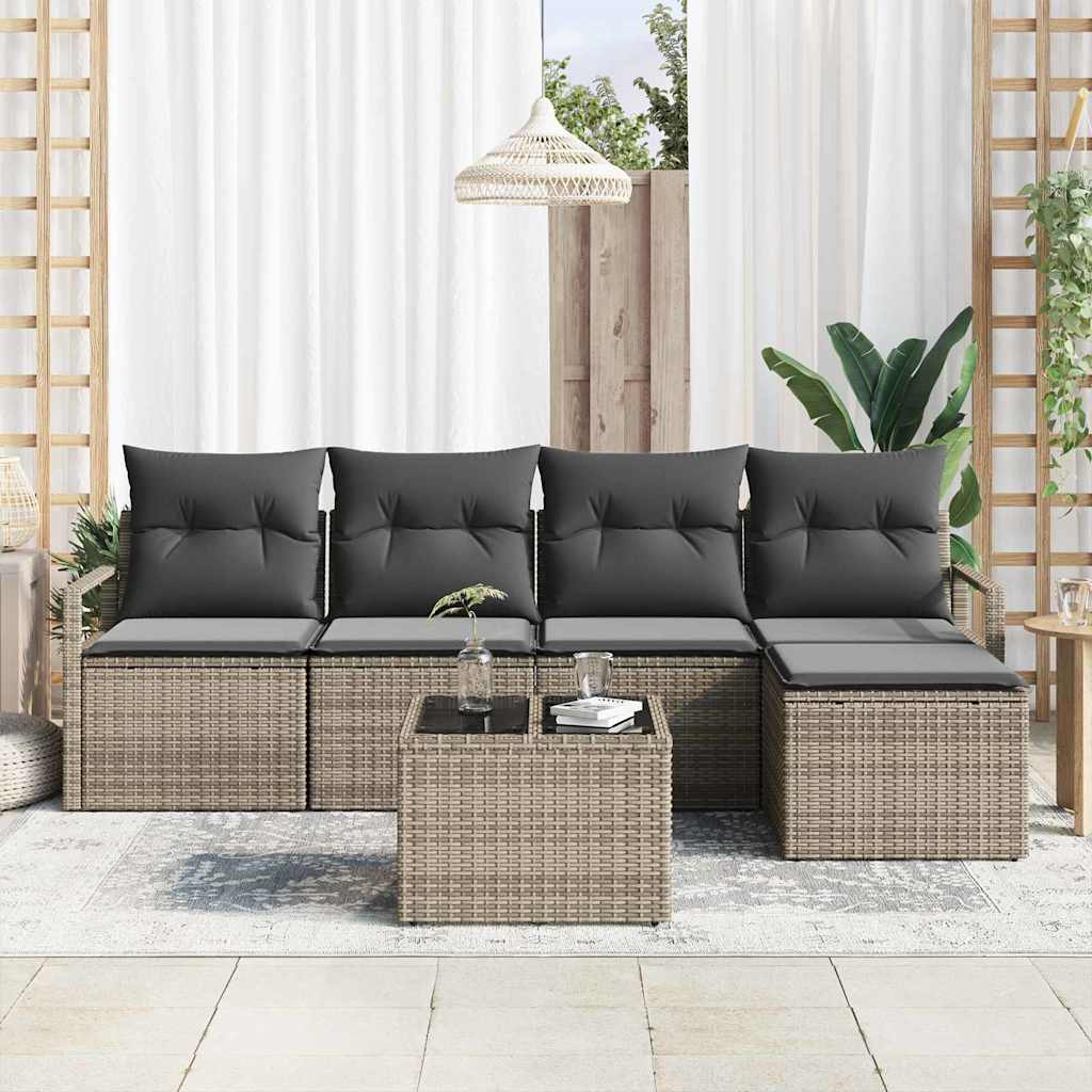 8721288352897_mo-im_en_hd_2 vidaXL Garden Sofa Set with Cushion with Storage 6 pcs Light Grey - Image 3