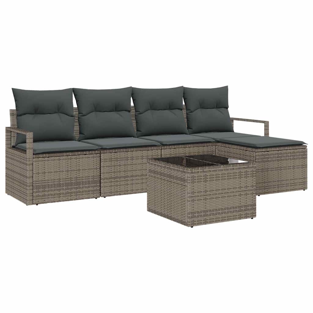 8721288352897_wbg-an-m_en_hd_5 vidaXL Garden Sofa Set with Cushion with Storage 6 pcs Light Grey - Image 2